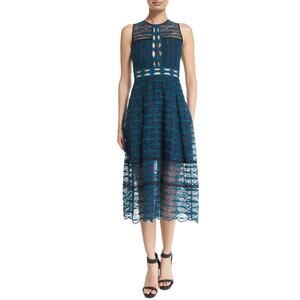 JONATHAN SIMKHAI Illusion Cut-Out Embroidered Sleeveless Midi Dress with Pockets